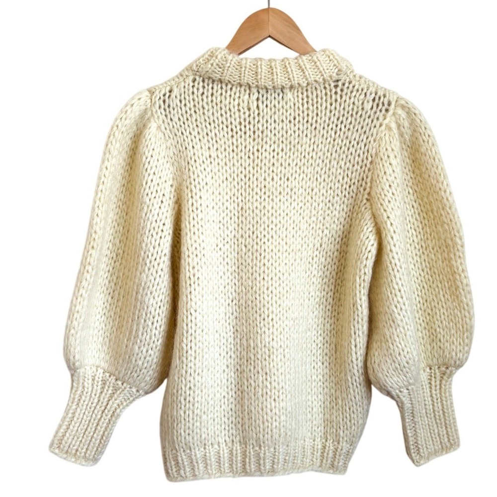 Ganni Womens Julliard Mohair Wool Sweater Size S Yellow Pullover Crewneck Jumper - Picture 2 of 8